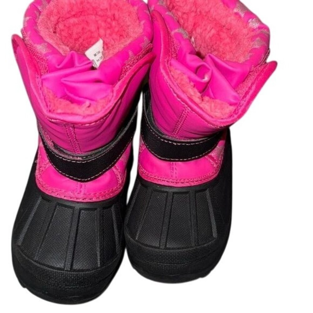 Girls Winter Boots Size 3 Pink & Black With Silver Stars